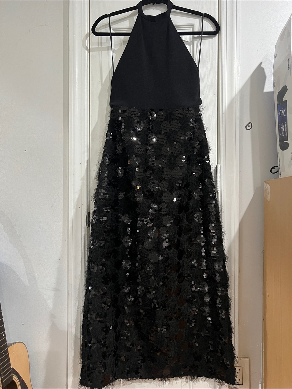 Zara Black Halter Sequin Maxi Dress